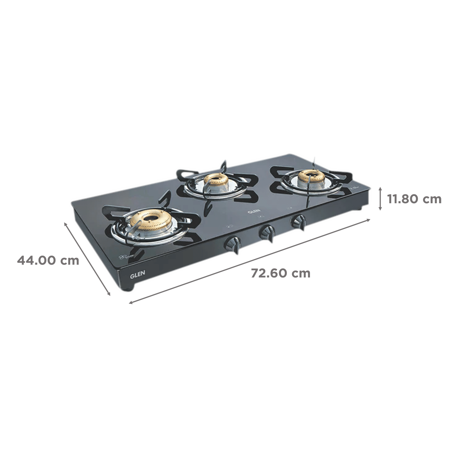 Buy Glen 1033 GT XL FB BL DD AI Toughened Glass Top 3 Burner